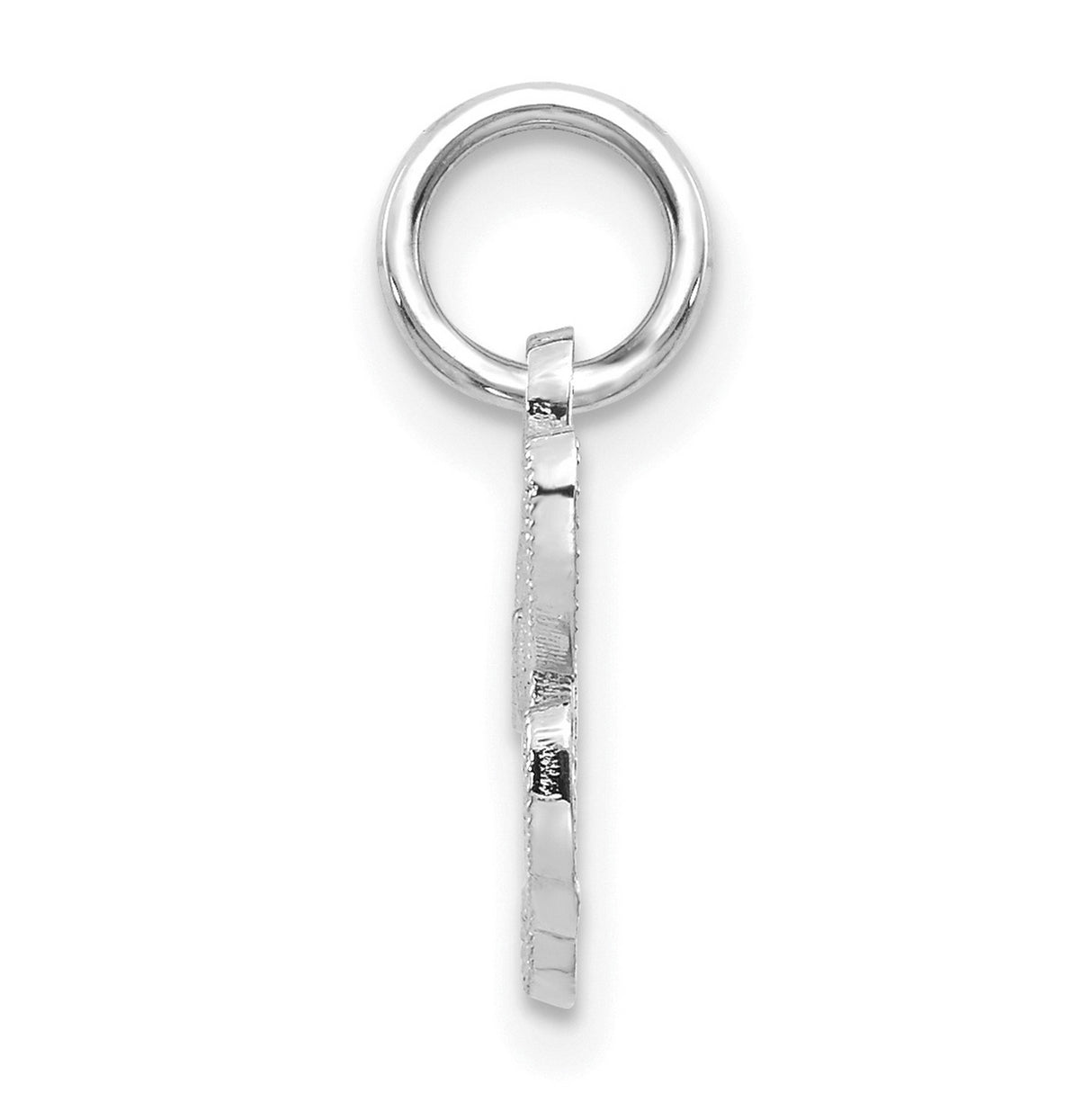 14k White Gold Script Letter H Pendant, Textured Alphabet Initial Charm for Women