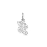 14k White Gold Script Letter H Pendant, Textured Alphabet Initial Charm for Women
