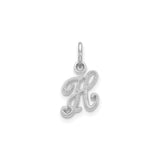14k White Gold Script Letter H Pendant, Textured Alphabet Initial Charm for Women