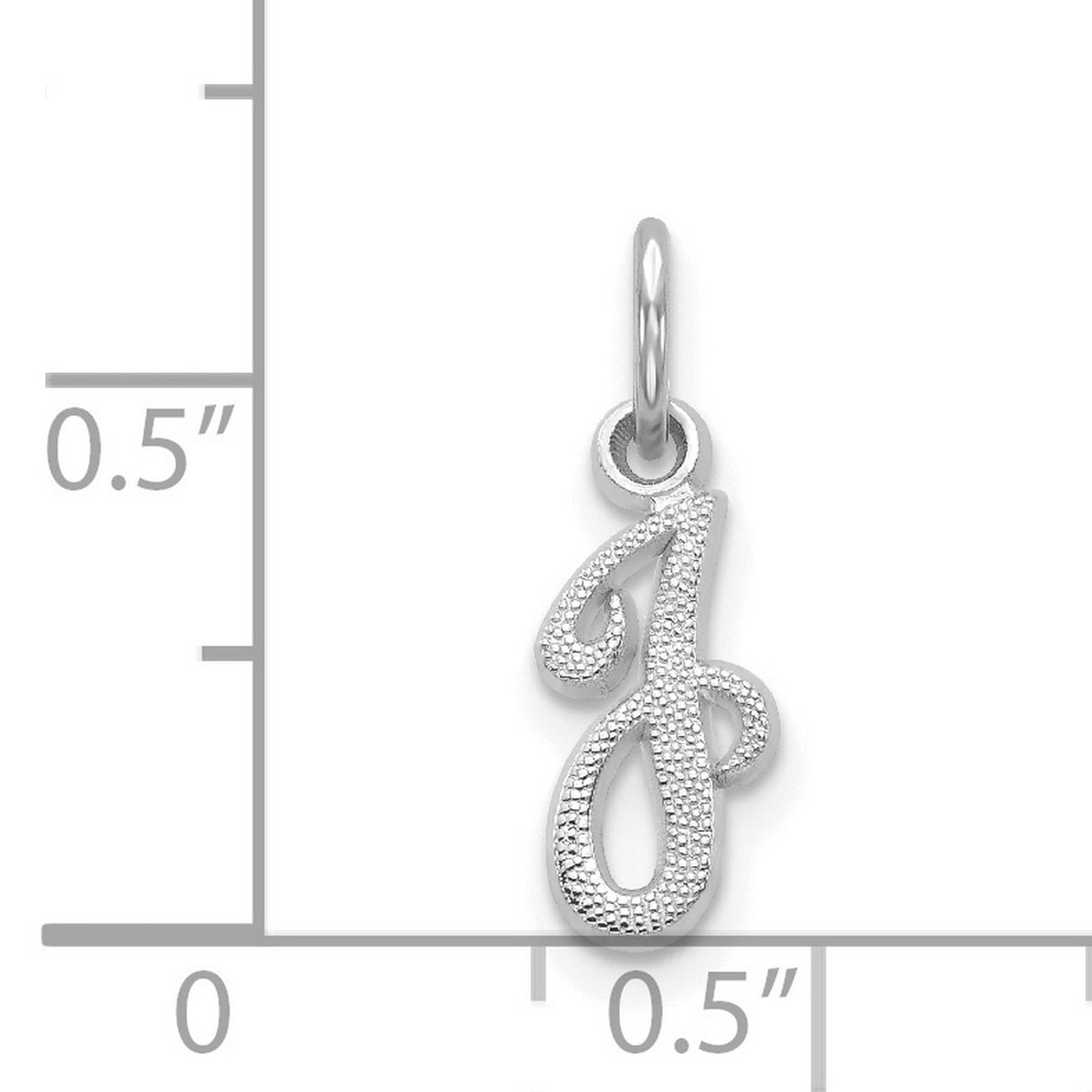 14k White Gold Script Initial J Pendant, Textured Letter Charm for Women