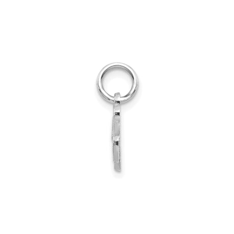 14k White Gold Script Initial K Pendant, Textured and Polished Letter Charm for Women