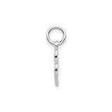 14k White Gold Letter L Pendant Charm with Textured Finish, Script Alphabet Jewelry for Women