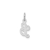 14k White Gold Letter L Pendant Charm with Textured Finish, Script Alphabet Jewelry for Women