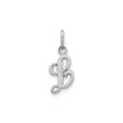 14k White Gold Letter L Pendant Charm with Textured Finish, Script Alphabet Jewelry for Women