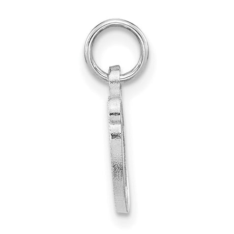 14k White Gold Script Letter O Pendant, Textured Initial Charm for Women