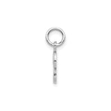 14k White Gold Initial Pendant, Script Letter J Charm with Textured Finish