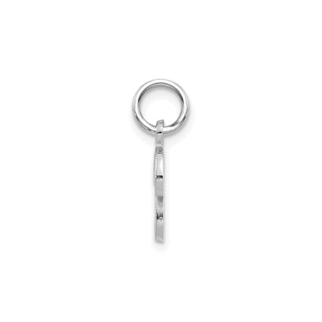14k White Gold Initial Pendant, Script Letter J Charm with Textured Finish