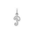 14k White Gold Initial Pendant, Script Letter J Charm with Textured Finish