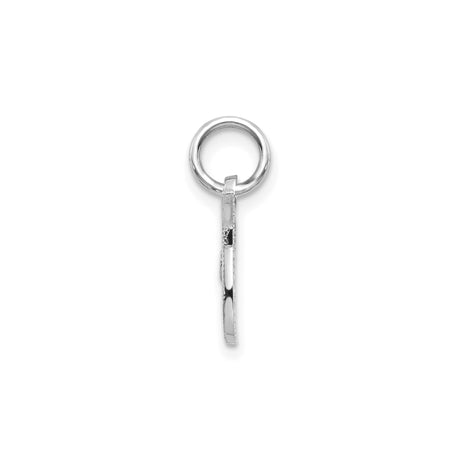 14k White Gold Initial J Pendant, Script Letter Charm with Textured Detail for Women or Unisex Wear