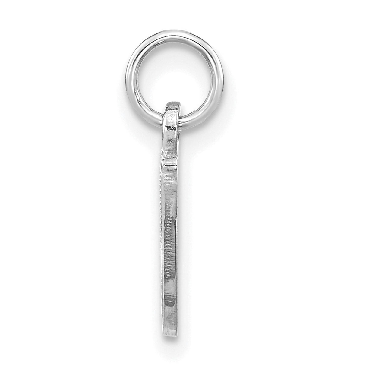 14k White Gold Script Initial W Pendant, Textured Monogram Letter Charm for Women