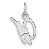 14k White Gold Script Initial W Pendant, Textured Monogram Letter Charm for Women