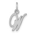 14k White Gold Script Initial W Pendant, Textured Monogram Letter Charm for Women