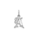 14k White Gold Script Letter A Pendant, Textured Uppercase Initial Charm