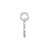14k White Gold Initial Charm Pendant, Script Letter B with Textured Diamond-Cut Finish