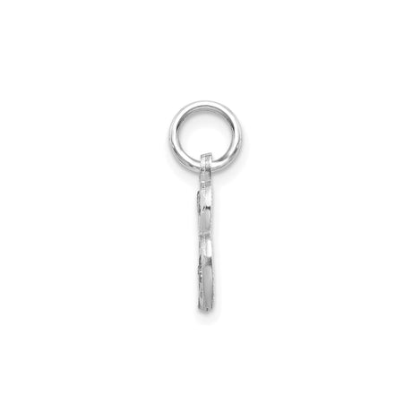 14k White Gold Initial Charm Pendant, Script Letter B with Textured Diamond-Cut Finish