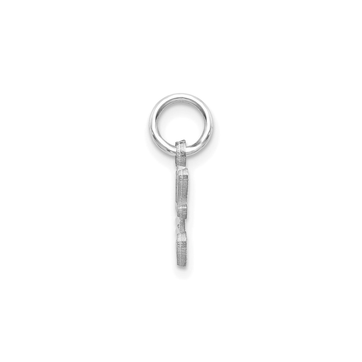 14k White Gold Capital Letter C Pendant Charm with Textured Finish and Polished Accents