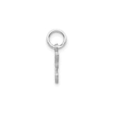 14k White Gold Capital Letter C Pendant Charm with Textured Finish and Polished Accents