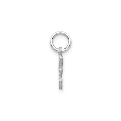 14k White Gold Capital Letter C Pendant Charm with Textured Finish and Polished Accents