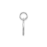 14k White Gold D Initial Pendant Charm, Textured and Polished Script Letter Design