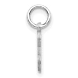14k White Gold Script R Pendant, Textured Gothic Letter Charm for Women