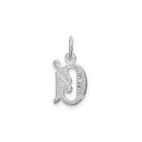 14k White Gold Letter G Pendant Charm with Diamond Cut Accents, Gothic Style