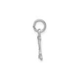14k White Gold Letter I Pendant, Stylized Scroll Charm with Diagonal Lines, Monogram Jewelry