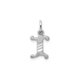 14k White Gold Letter I Pendant, Stylized Scroll Charm with Diagonal Lines, Monogram Jewelry