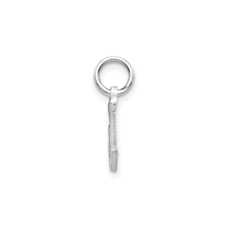 14k White Gold Script Letter J Pendant, Polished and Textured Initial Charm for Women