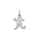 14k White Gold Script K Initial Pendant, Monogram Letter Charm for Women