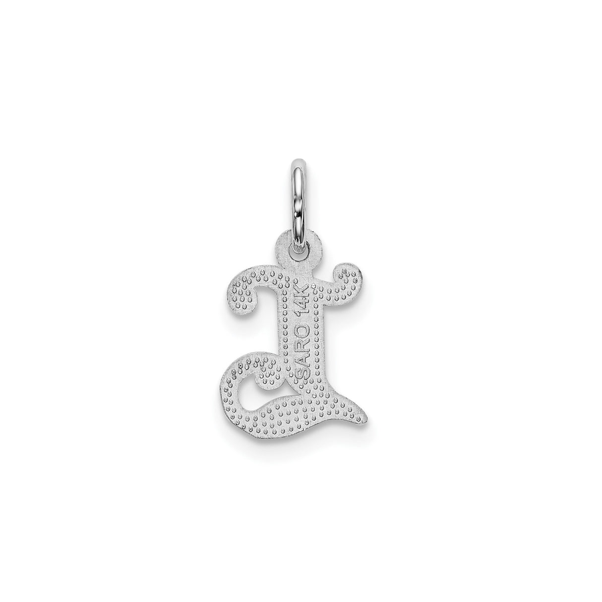 14k White Gold Capital Letter L Pendant Charm with Scroll Design