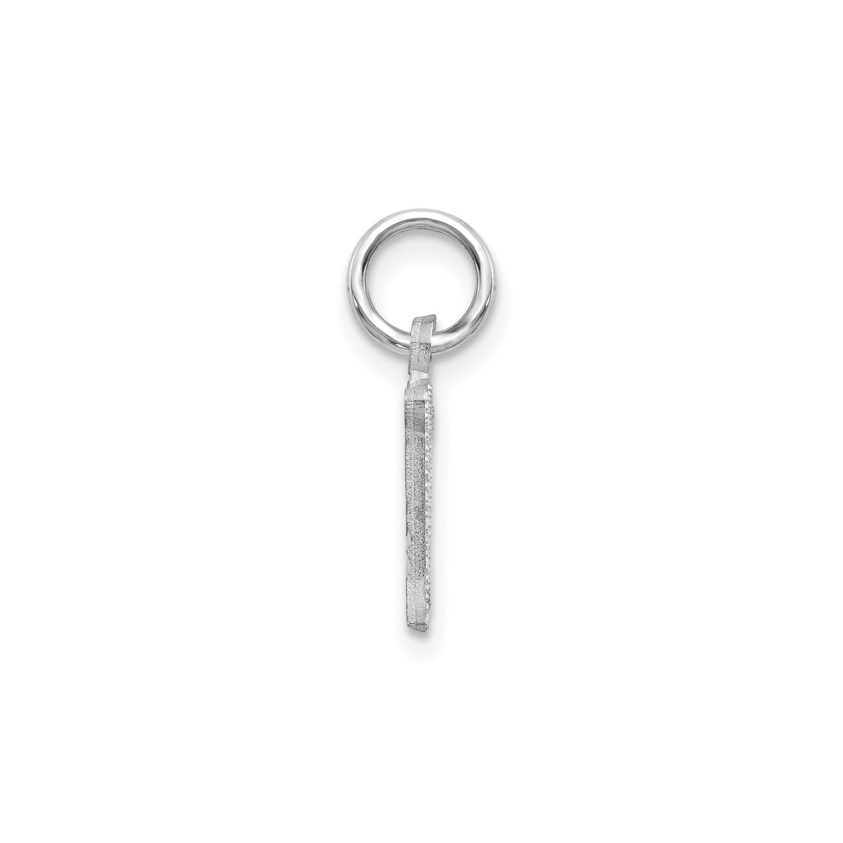 14k White Gold Initial M Pendant Charm, Textured Gothic Old English Letter Design