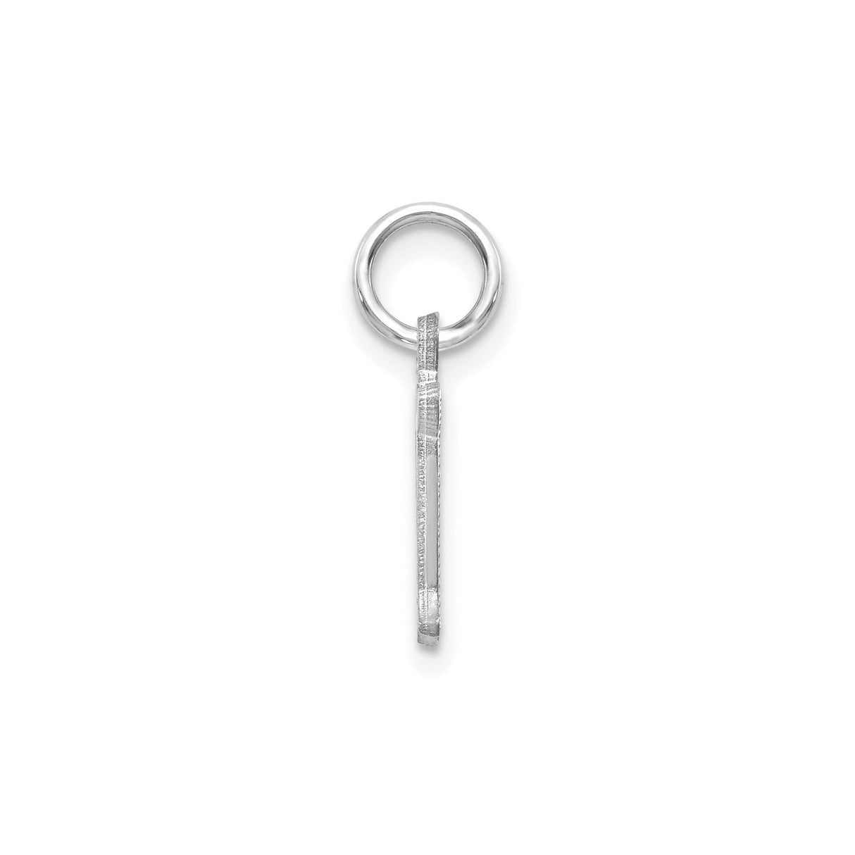 14k White Gold Gothic Letter N Pendant, Polished Satin Finish Initial Charm