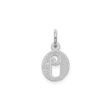 14k White Gold Oval Initial Pendant O with Textured Background and Swirl Detailing