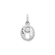 14k White Gold Oval Initial Pendant O with Textured Background and Swirl Detailing