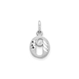 14k White Gold Oval Initial Pendant O with Textured Background and Swirl Detailing