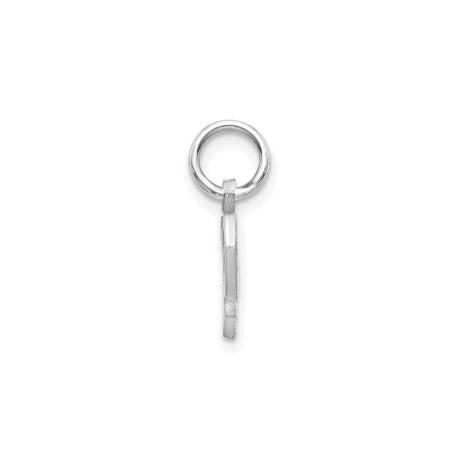 14k White Gold Initial Pendant, Uppercase Letter P Charm with Polished and Textured Finish