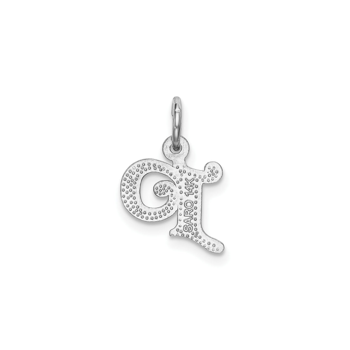 14k White Gold Initial Pendant, Uppercase Letter P Charm with Polished and Textured Finish