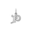 14k White Gold Initial Pendant, Uppercase Letter P Charm with Polished and Textured Finish