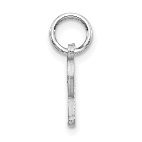 Satin Fancy Uppercase Letter R Initial With Accents Charm Pendant in Real 14k White Gold