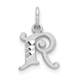 Satin Fancy Uppercase Letter R Initial With Accents Charm Pendant in Real 14k White Gold