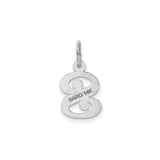 14k White Gold Script Letter S Pendant, Polished and Textured Finish, Monogram Charm for Women