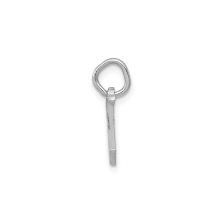 14k White Gold Initial W Pendant with Striped Accents, Alphabet Charm