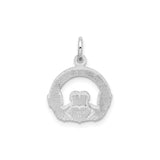 14k White Gold Claddagh Pendant with Heart, Hands and Crown, Celtic Irish Jewelry for Women