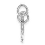 Key and Heart Break Apart Charm Pendant in Real 14k White Gold