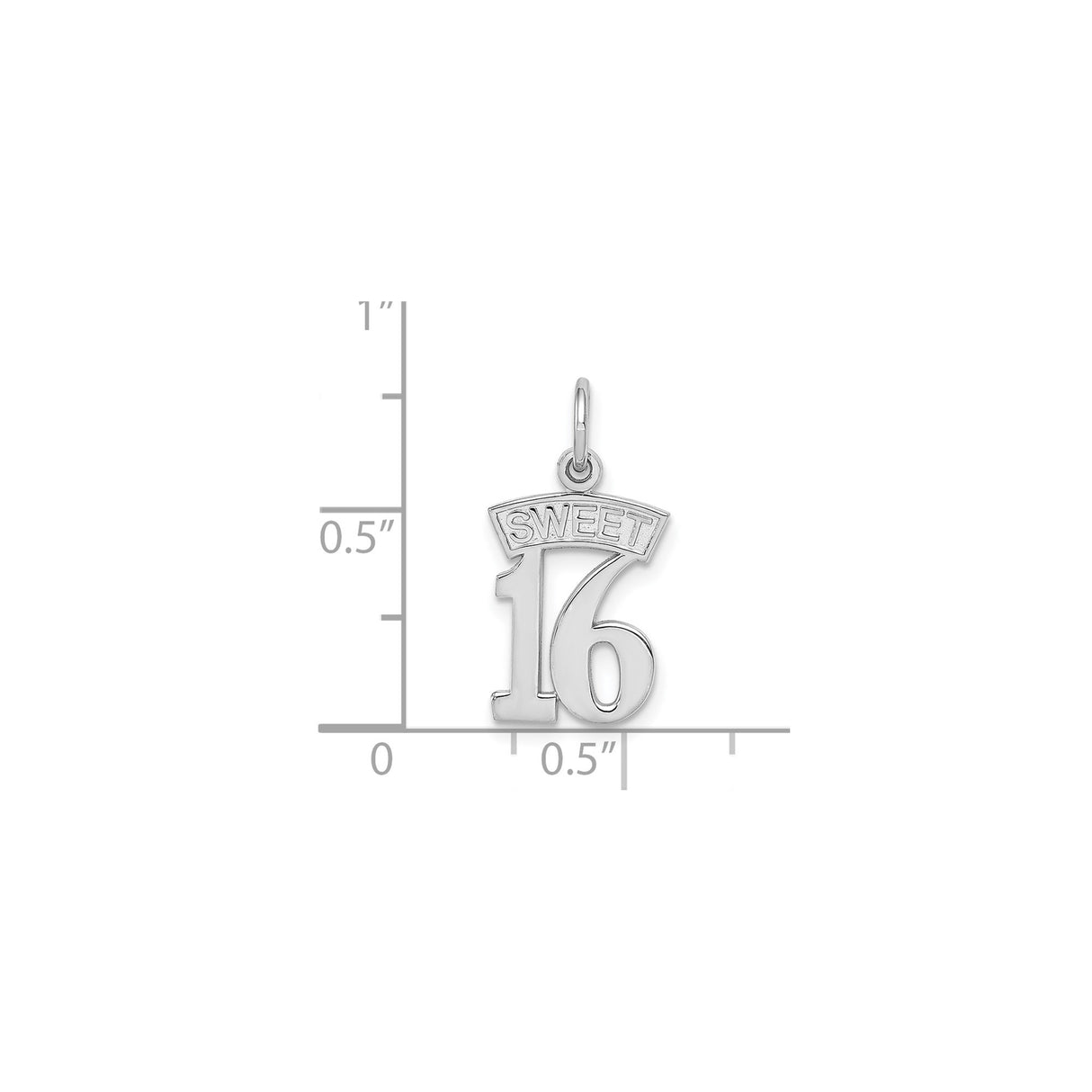 14k White Gold Sweet 16 Pendant, Bold Number 16 with SWEET Design for Teens and Milestone Birthdays