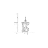 14k White Gold Sweet 16 Pendant, Bold Number 16 with SWEET Design for Teens and Milestone Birthdays