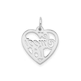 14k White Gold Heart Shaped Sweet 16 Pendant, Coming of Age Birthday Jewelry for Teen Girls