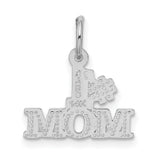 #1 Mom Word Charm Pendant in Real 14k White Gold