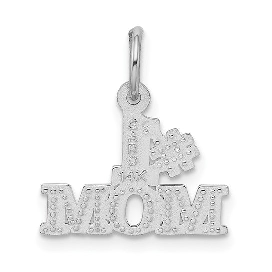 14k White Gold Number One Mom Pendant with Bold Lettering, Sentimental Jewelry Charm for Women