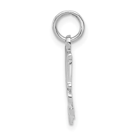 14k White Gold Mom Pendant with Scrollwork Design, Polished Charm for Women